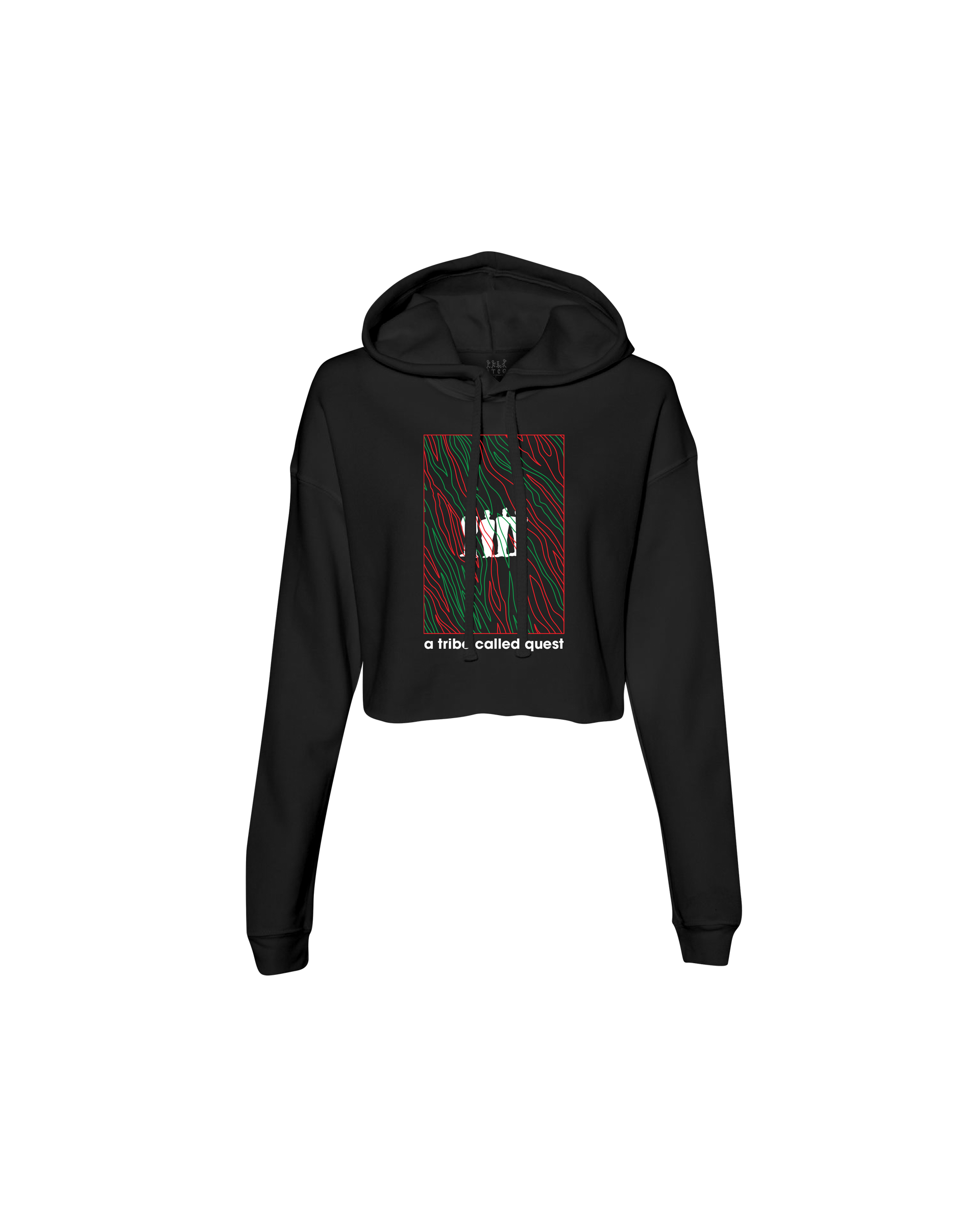 ATCQ Line Art Women's Crop Black Hoodie